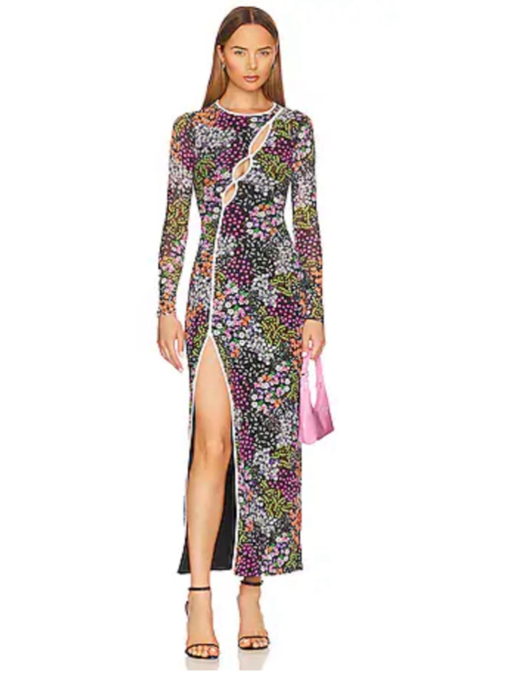 AFRM Clarke Dress XL Noir Multi Bouquet Floral Cutout Maxi REVOLVE